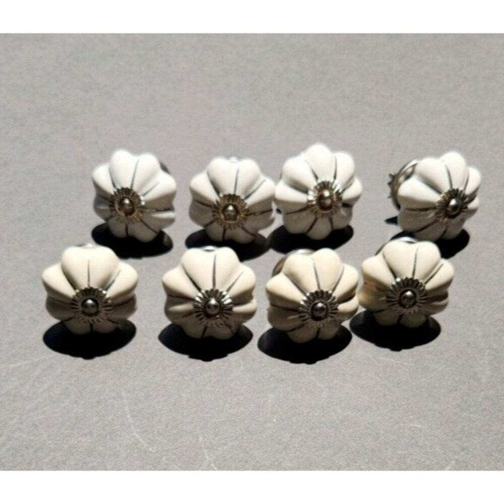 Ceramic Drawer Cabinet Pull 8 Handle Knob White Off White